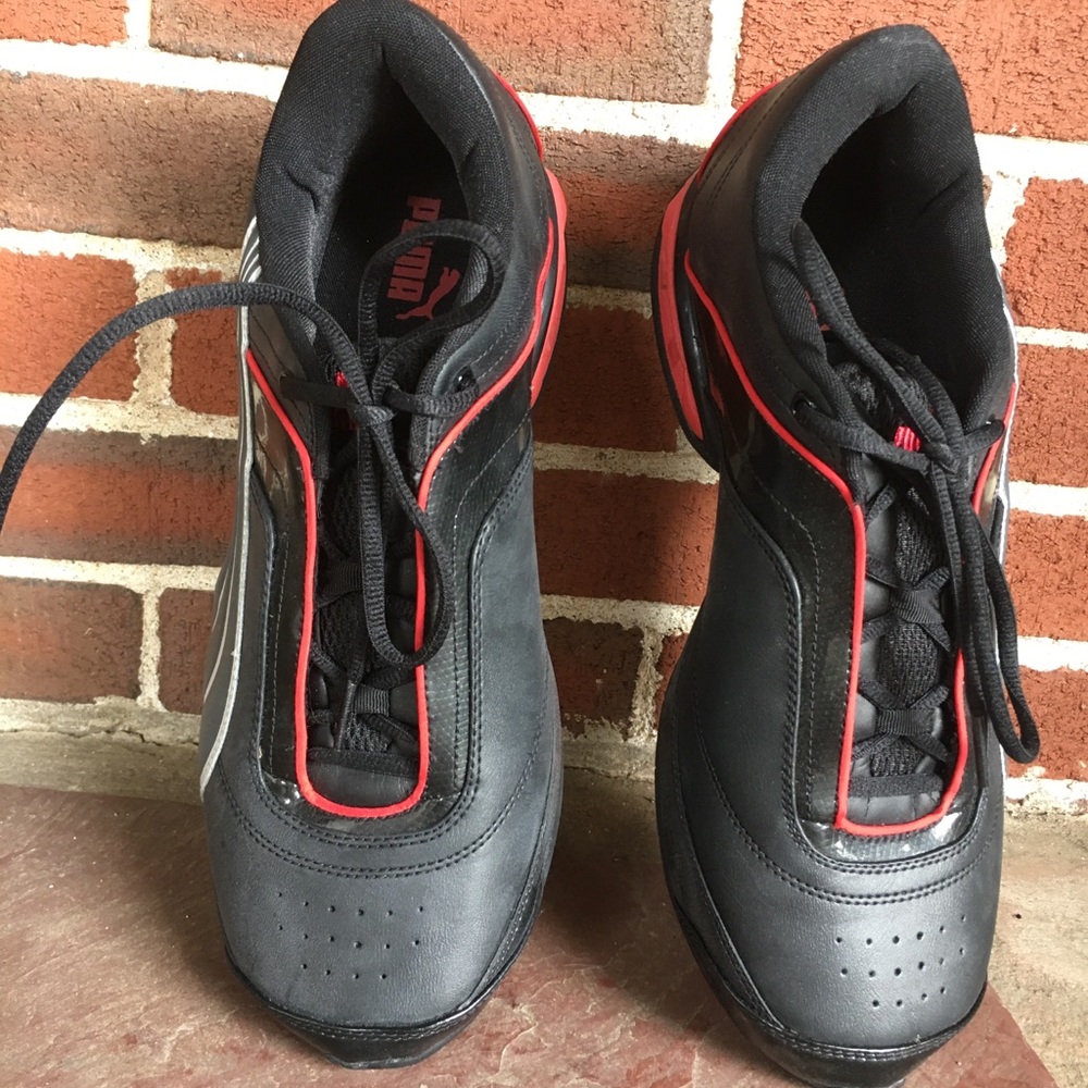 Men's Red and Black Puma Sneakers Size 11.5
